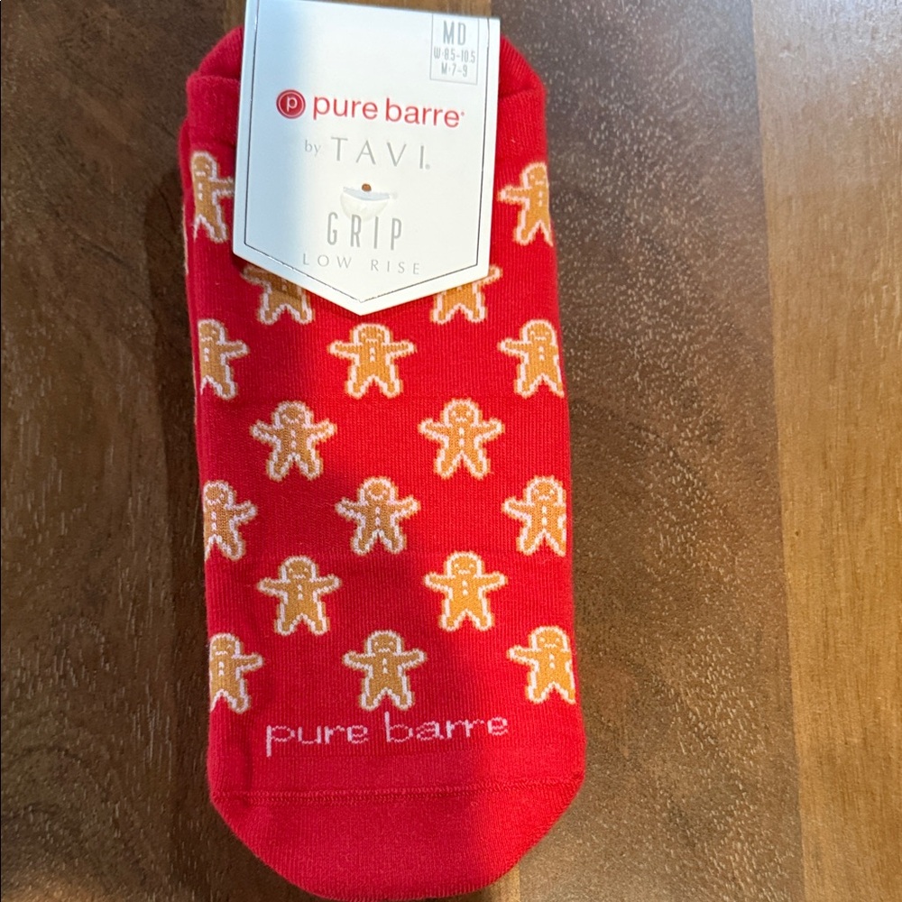 Pure Barre 🤶🤶🤶Red Gingerbread Grip Socks. Yay for the holidays!